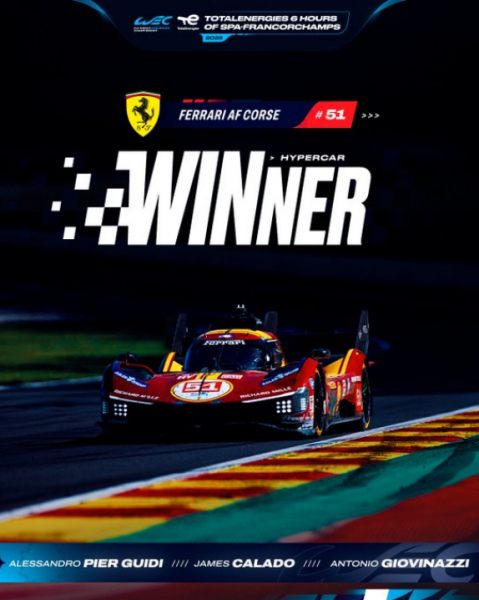WEC: Победный дубль Ferrari в Спа, Мик Шумахер на подиуме