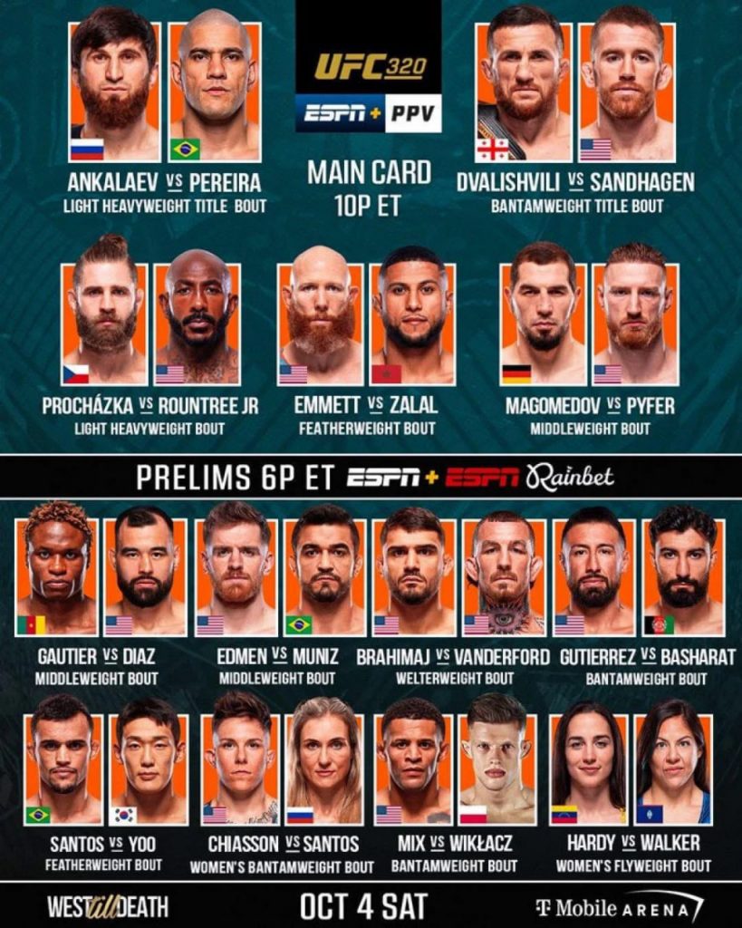 UFC 320: Реванш Перейра та бій Двалішвілі - де, коли дивитись
