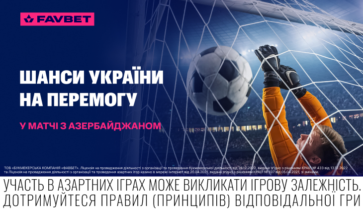 Україна – Азербайджан: букмекери оцінили шанси на перемогу української збірної