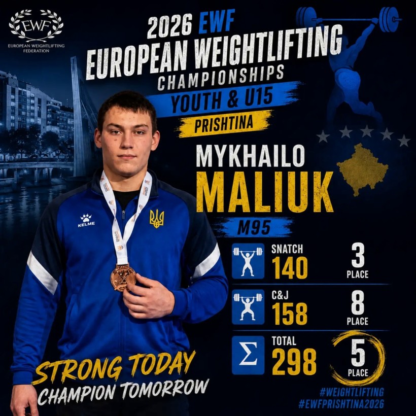 Михайло Малюк із Донеччини виборов бронзу чемпіонату Європи з важкої атлетики
