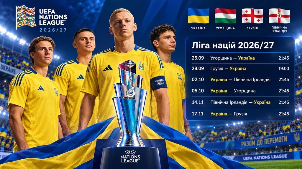 Збірна України стартує в Лізі націй проти Угорщини: календар усіх шести матчів восени 2026 року